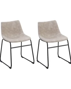 New Beliani Tuoli Kangas Beige 2 Kpl Batavia