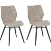 New Beliani Tuoli Kangas Beige 2 Kpl Lisle