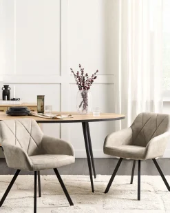 Tuolit<Beliani Tuoli Kangas Beige 2 Kpl Monee