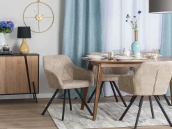 Tuolit<Beliani Tuoli Kangas Beige 2 Kpl Monee