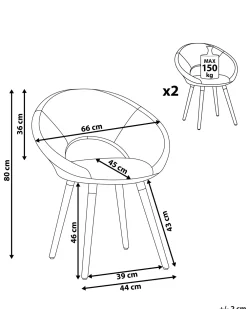 Store Beliani Tuoli Kangas Laivastonsininen 2 Kpl Roslyn