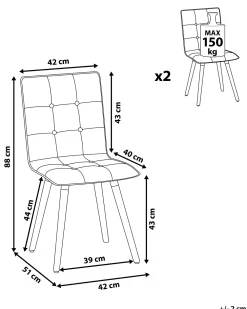 Best Beliani Tuoli Kangas Laivastonsininen 2 Kpl Brooklyn