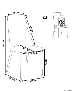 Store Beliani Tuoli Kangas Musta 2 Kpl Clayton