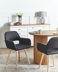 Cheap Beliani Tuoli Kangas Musta 2 Kpl Chicago