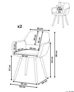 Cheap Beliani Tuoli Kangas Musta 2 Kpl Chicago