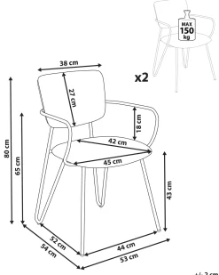 Discount Beliani Tuoli Kangas Oranssi 2 Kpl Elko