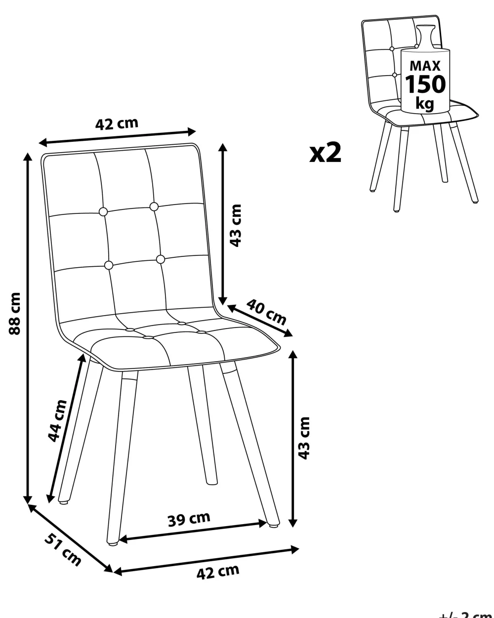 Tuolit<Beliani Tuoli Kangas Ruskeanharmaa 2 Kpl Brooklyn