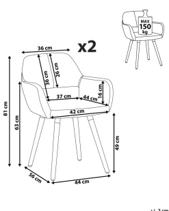 Tuolit<Beliani Tuoli Kangas Ruskeanharmaa 2 Kpl Chicago