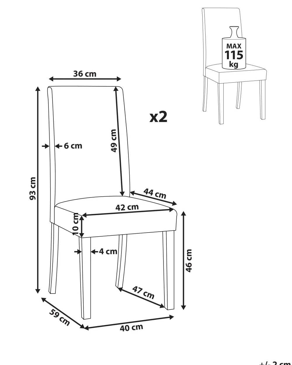 Tuolit<Beliani Tuoli Kangas Tummanharmaa 2 Kpl Broadway