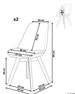 Tuolit<Beliani Tuoli Kangas Tummanharmaa 2 Kpl Dakota Ii