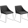 Tuolit<Beliani Tuoli Keinonahka Musta 2 Kpl Arcata