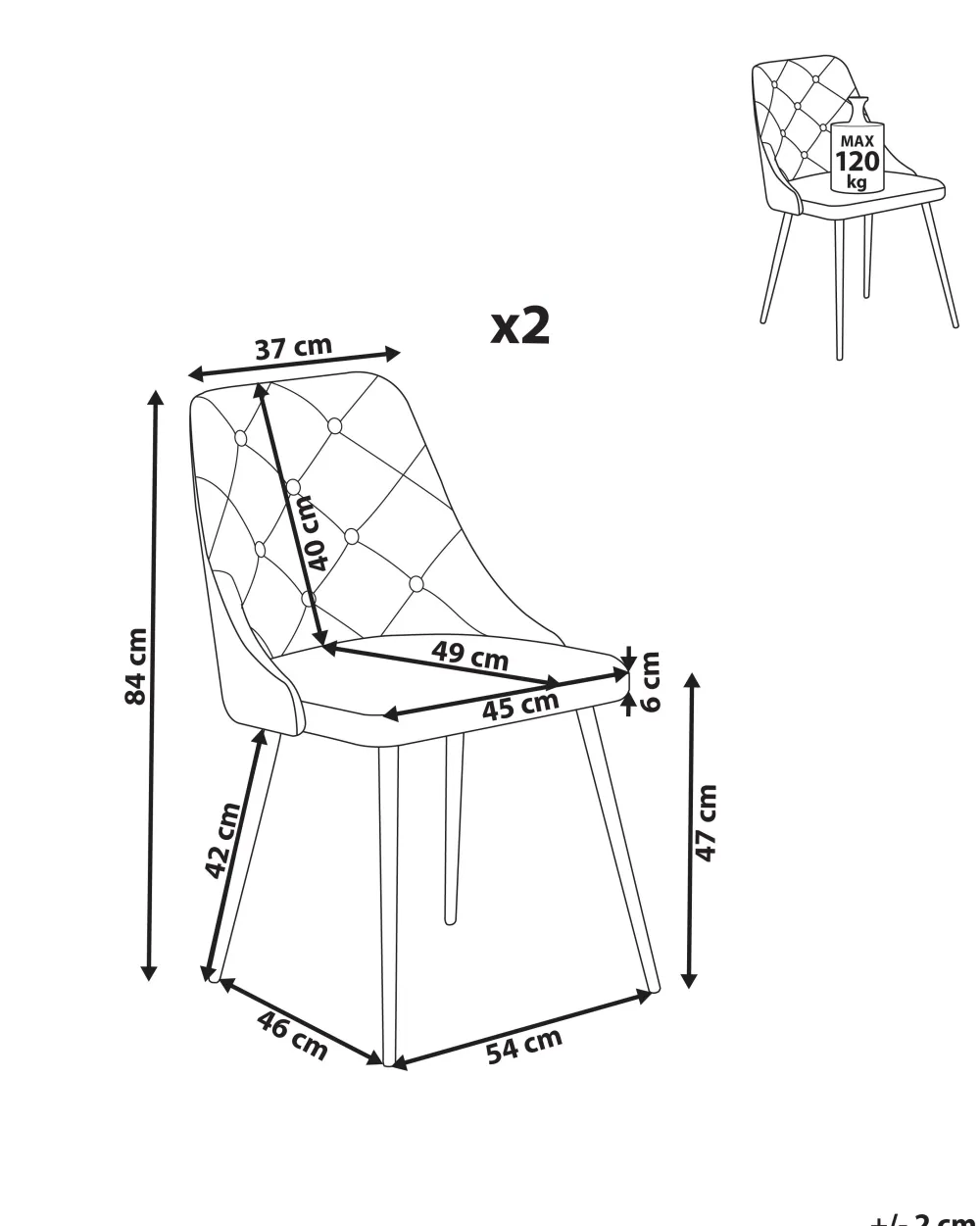 Store Beliani Tuoli Keinonahka Musta 2 Kpl Valerie