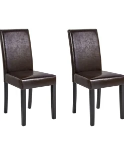 Tuolit<Beliani Tuoli Keinonahka Tummanruskea 2 Kpl Broadway