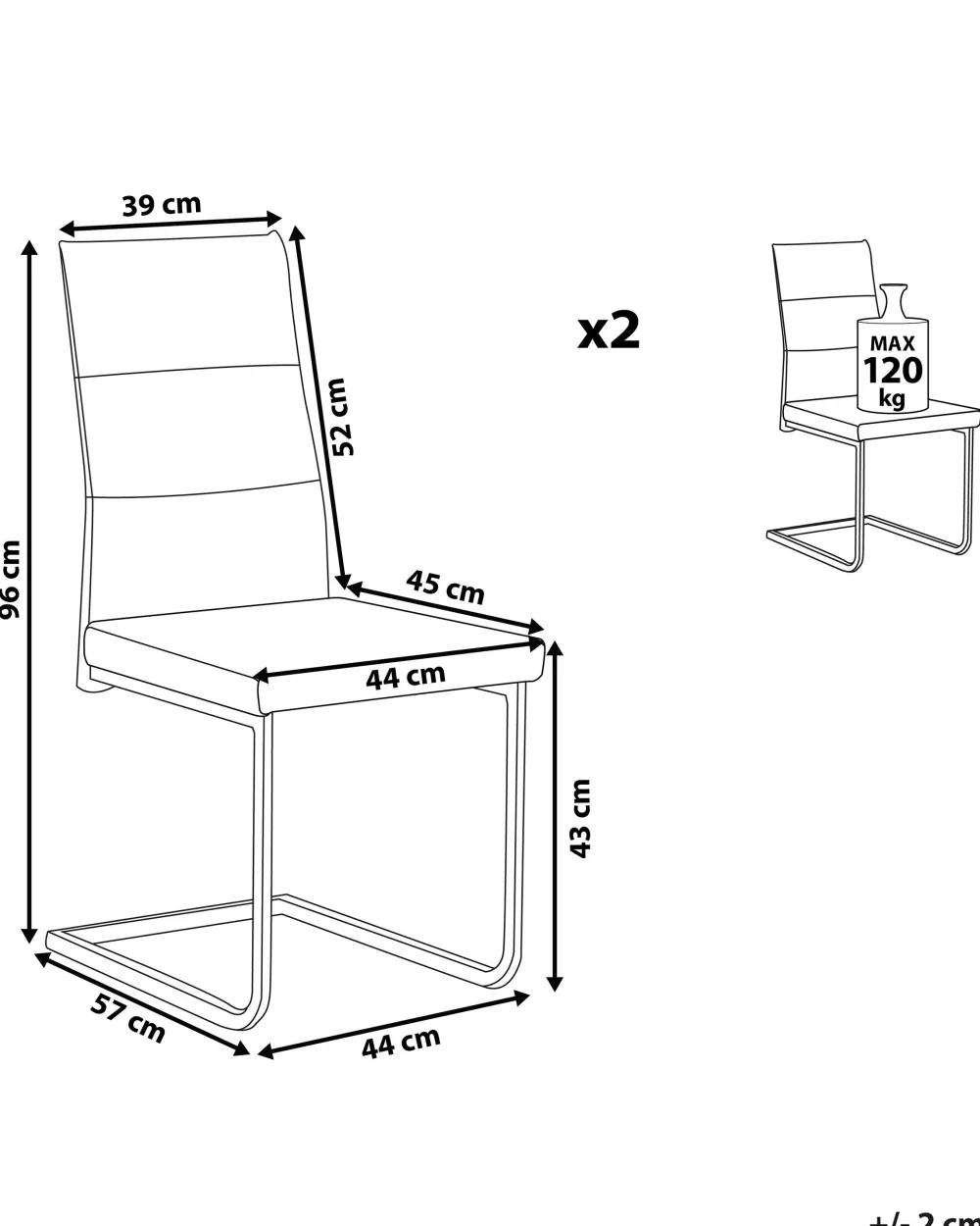 Tuolit<Beliani Tuoli Keinonahka Vaaleanruskea 2 Kpl Rockford