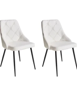 Tuolit<Beliani Tuoli Keinonahka Valkoinen 2 Kpl Valerie