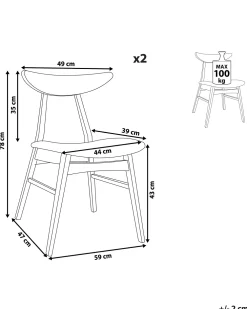 Tuolit<Beliani Tuoli Kumipuu Tumma Puu/Valkoinen 2 Kpl Lynn