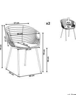 Shop Beliani Tuoli Metalli Kulta 2 Kpl Hoback