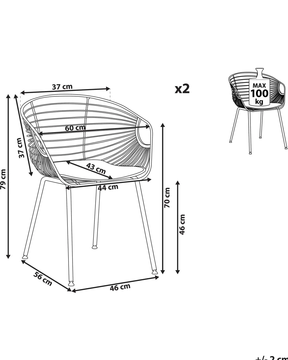Shop Beliani Tuoli Metalli Kulta 2 Kpl Hoback