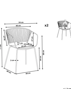 Best Beliani Tuoli Metalli Kupari 2 Kpl Rigby