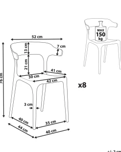 Tuolit<Beliani Tuoli Muovi Harmaa 8 Kpl Gubbio