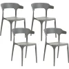 Tuolit<Beliani Tuoli Muovi Harmaa 4 Kpl Gubbio
