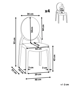 Tuolit<Beliani Tuoli Muovi Lapinakyva Sininen 4 Kpl Merton