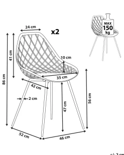 Tuolit<Beliani Tuoli Muovi Musta 2 Kpl Canton