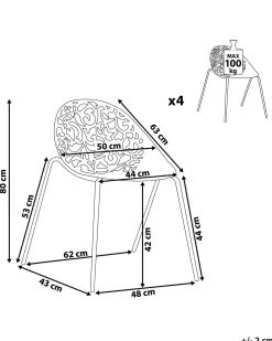 Tuolit<Beliani Tuoli Muovi Musta 4 Kpl Mumford