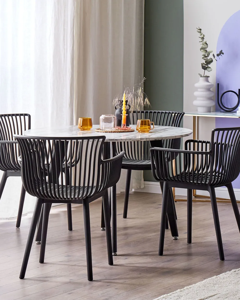 Tuolit<Beliani Tuoli Muovi Musta 4 Kpl Pesaro