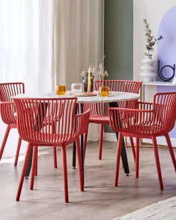 Tuolit<Beliani Tuoli Muovi Punainen 4 Kpl Pesaro