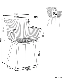 Tuolit<Beliani Tuoli Muovi Punainen 4 Kpl Pesaro