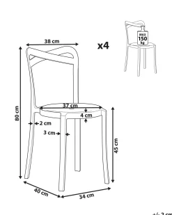 Hot Beliani Tuoli Muovi Turkoosi 4 Kpl Camogli