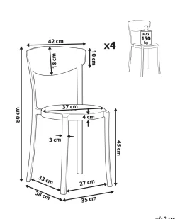Discount Beliani Tuoli Muovi Vaaleanharmaa 4 Kpl Vieste