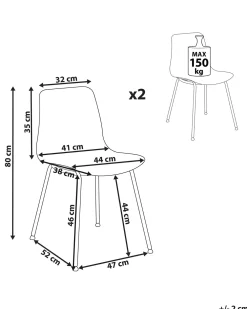 New Beliani Tuoli Muovi Valkoinen 2 Kpl Loomis