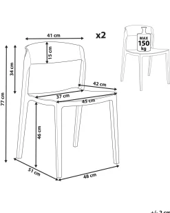 Outlet Beliani Tuoli Muovi Valkoinen 2 Kpl Somers