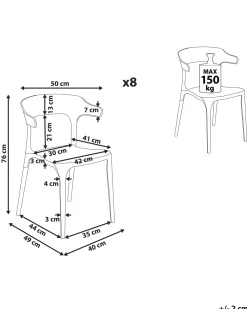 Fashion Beliani Tuoli Muovi Valkoinen 8 Kpl Gubbio
