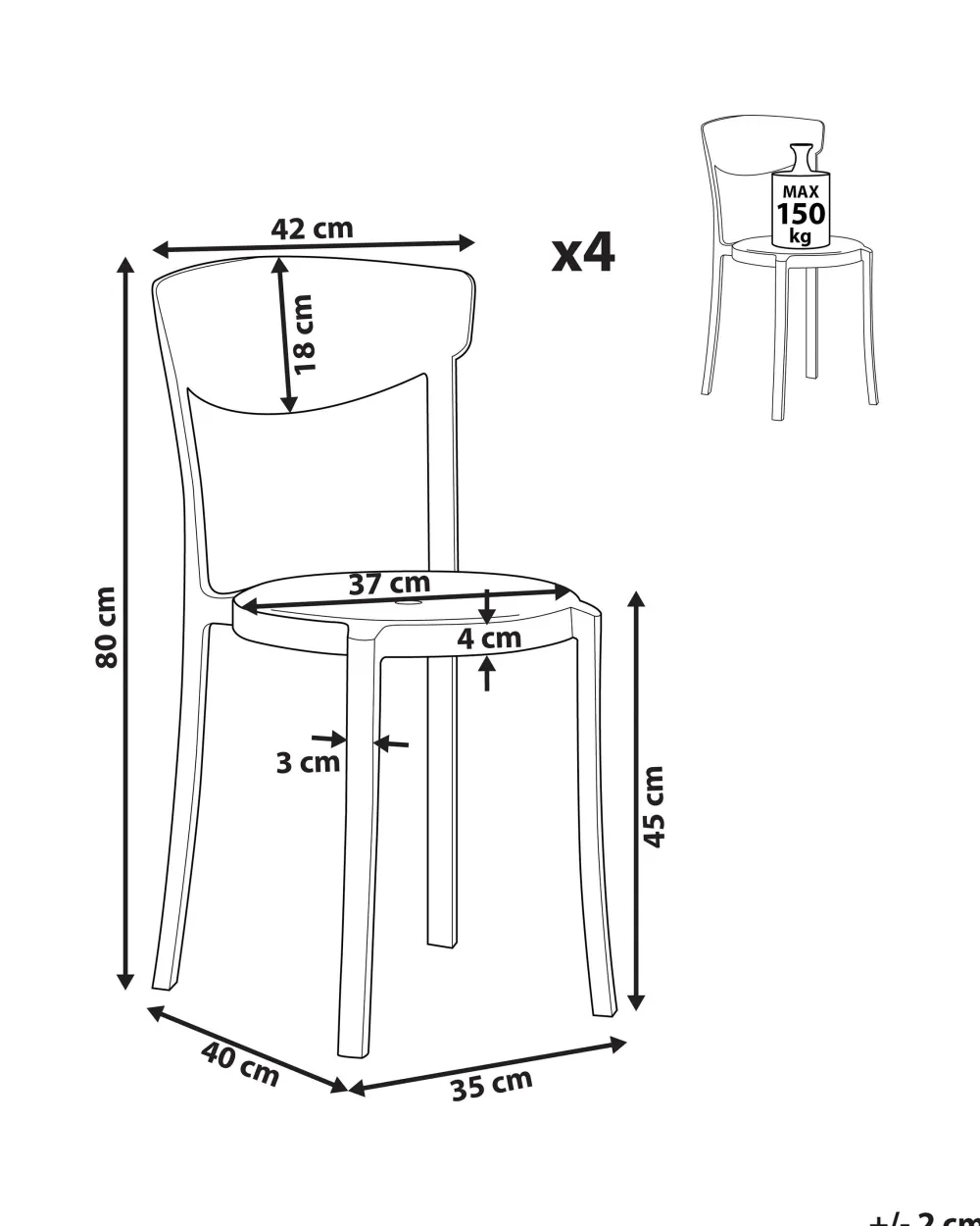 Tuolit<Beliani Tuoli Muovi Valkoinen 4 Kpl Vieste