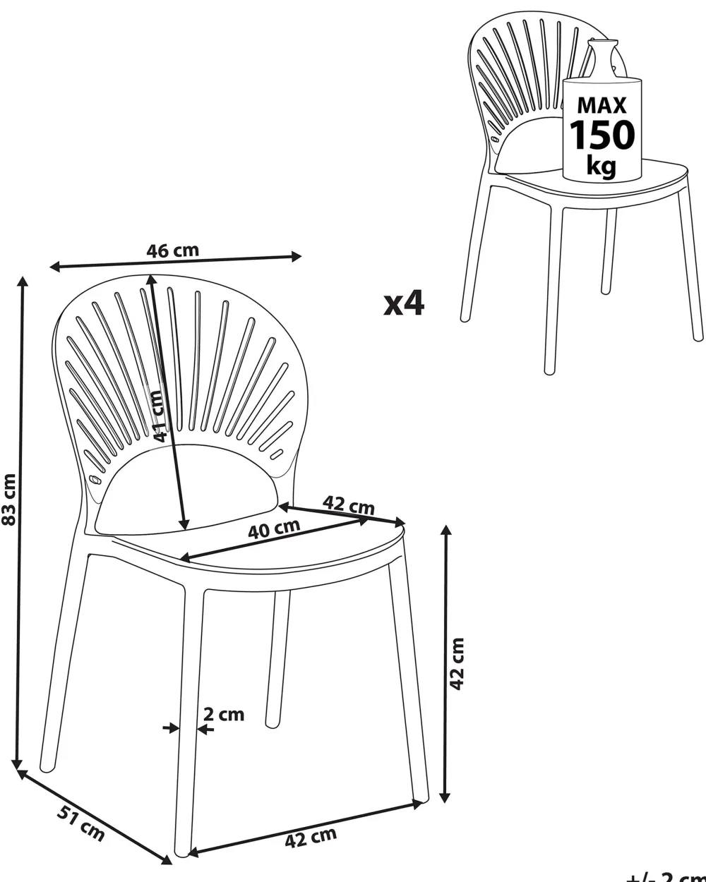 Discount Beliani Tuoli Muovi Valkoinen 4 Kpl Ostia