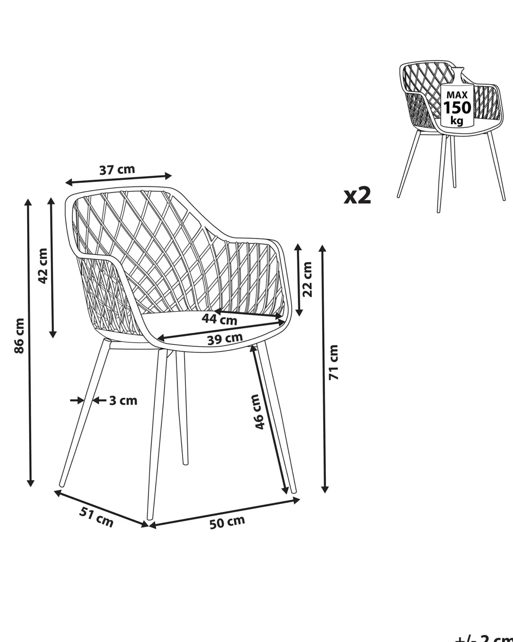 Tuolit<Beliani Tuoli Muovi Valkoinen 2 Kpl Nashua