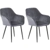 Tuolit<Beliani Tuoli Sametti Harmaa 2 Kpl Wellston