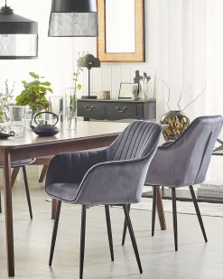 Tuolit<Beliani Tuoli Sametti Harmaa 2 Kpl Wellston