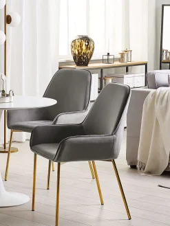 Tuolit<Beliani Tuoli Sametti Harmaa 2 Kpl Loverna