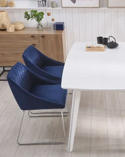 Store Beliani Tuoli Sametti Laivastonsininen 2 Kpl Arcata