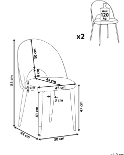 Tuolit<Beliani Tuoli Sametti Musta 2 Kpl Magalia