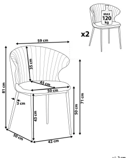 Outlet Beliani Tuoli Sametti Sinapinkeltainen 2 Kpl Augusta