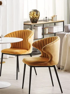 Outlet Beliani Tuoli Sametti Sinapinkeltainen 2 Kpl Augusta