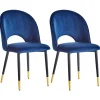 Cheap Beliani Tuoli Sametti Sininen 2 Kpl Magalia