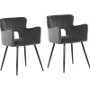 Tuolit<Beliani Tuoli Sametti Tummanharmaa 2 Kpl Sanilac