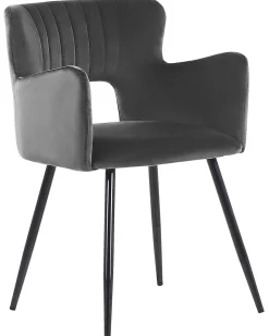 Tuolit<Beliani Tuoli Sametti Tummanharmaa 2 Kpl Sanilac