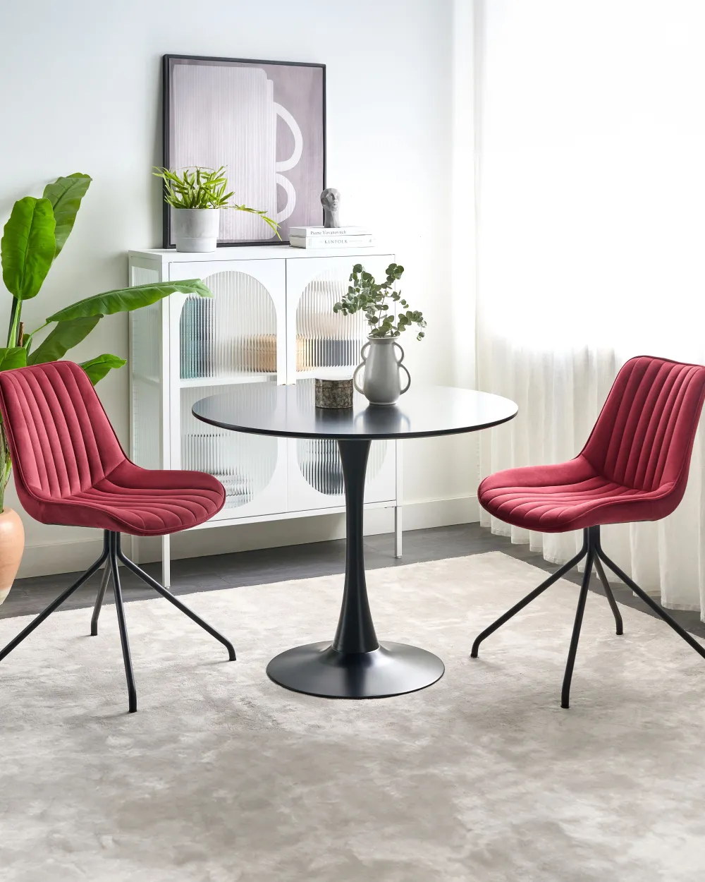 Fashion Beliani Tuoli Sametti Tummanpunainen 2 Kpl Navasota